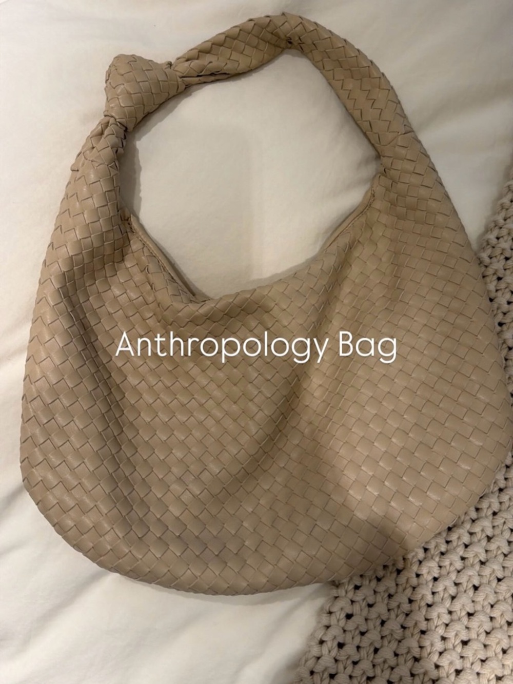 Anthropologie Knotted Woven Hobo in Taupe